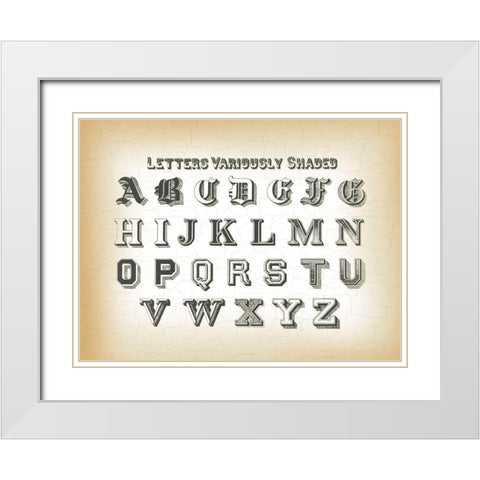 Vintage Alphabet White Modern Wood Framed Art Print with Double Matting by Lula Bijoux and Company