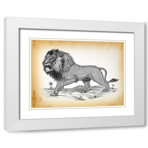 Industrial Lion White Modern Wood Framed Art Print with Double Matting by Lula Bijoux and Company
