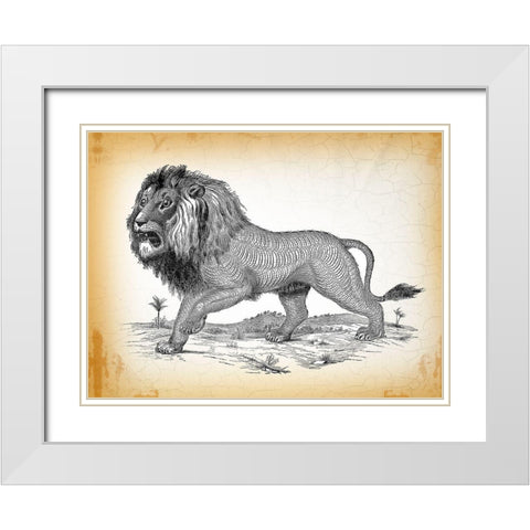 Industrial Lion White Modern Wood Framed Art Print with Double Matting by Lula Bijoux and Company