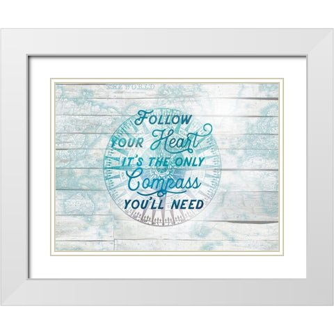 Follow Your Heart White Modern Wood Framed Art Print with Double Matting by Lula Bijoux and Company