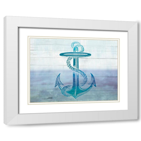 Seaside Anchor White Modern Wood Framed Art Print with Double Matting by Lula Bijoux and Company