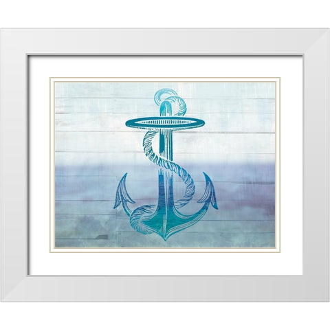 Seaside Anchor White Modern Wood Framed Art Print with Double Matting by Lula Bijoux and Company