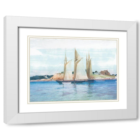 Seaside Boating White Modern Wood Framed Art Print with Double Matting by Lula Bijoux and Company