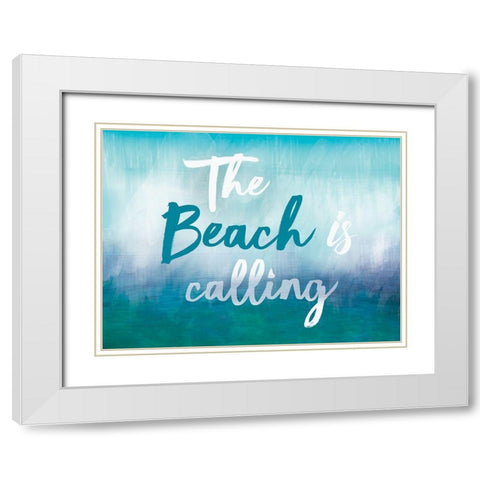 The Beach Is Calling White Modern Wood Framed Art Print with Double Matting by Lula Bijoux and Company