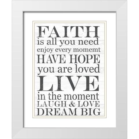 FAITH White Modern Wood Framed Art Print with Double Matting by Lula Bijoux and Company