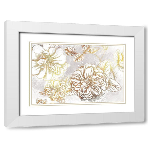 Metallic Flowers White Modern Wood Framed Art Print with Double Matting by Lula Bijoux and Company