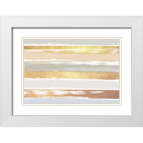 Golden Wave White Modern Wood Framed Art Print with Double Matting by Lula Bijoux and Company