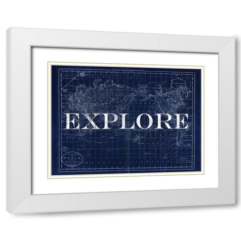 Explore Atlas White Modern Wood Framed Art Print with Double Matting by Lula Bijoux and Company