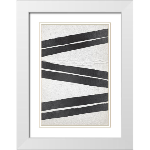 BW Minimalist Zig Zag 1 White Modern Wood Framed Art Print with Double Matting by Lula Bijoux and Company
