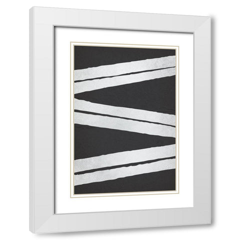 BW Minimalist Zig Zag 2 White Modern Wood Framed Art Print with Double Matting by Lula Bijoux and Company