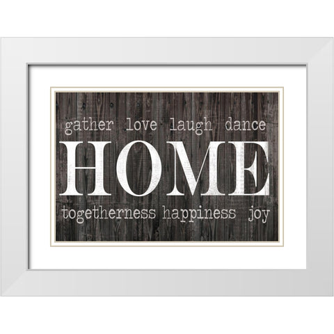 Home Words White Modern Wood Framed Art Print with Double Matting by Lula Bijoux and Company