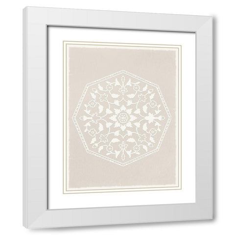 Boho Casual Mandela White Modern Wood Framed Art Print with Double Matting by Lula Bijoux and Company