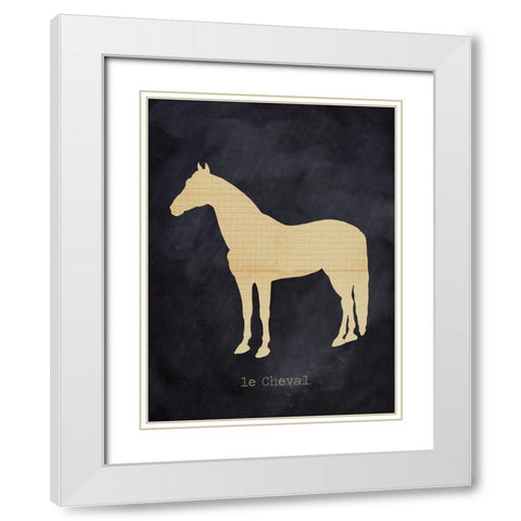Horse White Modern Wood Framed Art Print with Double Matting by Lula Bijoux And Company
