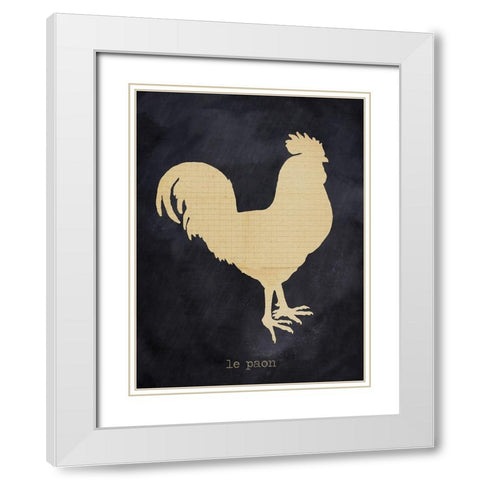 Rooster White Modern Wood Framed Art Print with Double Matting by Lula Bijoux And Company