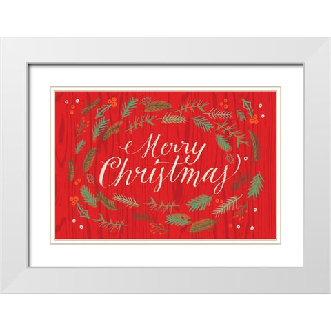 Happy Holidays 1 V2 White Modern Wood Framed Art Print with Double Matting by Lula Bijoux And Company