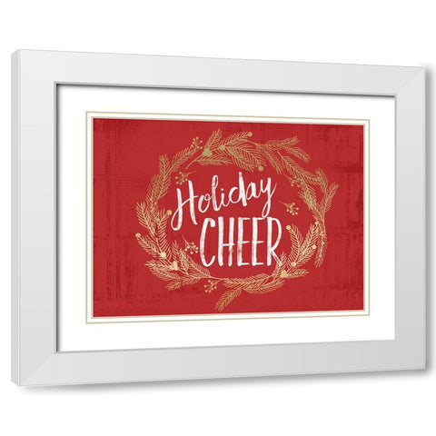 Holiday Cheer V2 White Modern Wood Framed Art Print with Double Matting by Lula Bijoux And Company