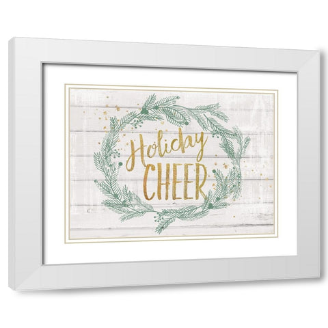 Holiday Cheer White Modern Wood Framed Art Print with Double Matting by Lula Bijoux And Company