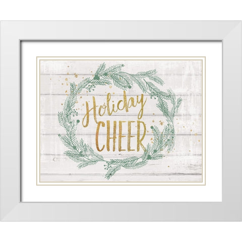 Holiday Cheer White Modern Wood Framed Art Print with Double Matting by Lula Bijoux And Company