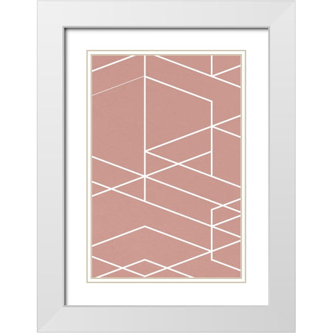 Rose Geometric 1 White Modern Wood Framed Art Print with Double Matting by Lula Bijoux and Company