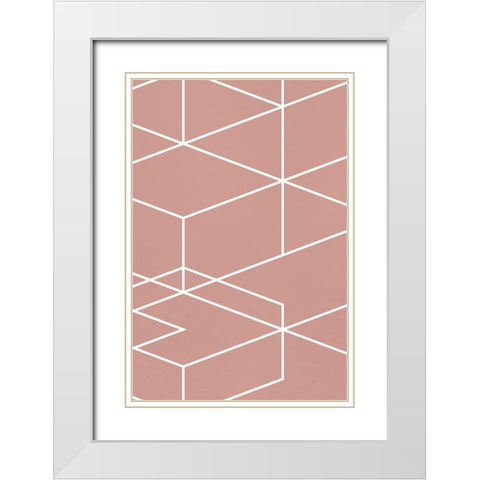 Rose Geometric 2 White Modern Wood Framed Art Print with Double Matting by Lula Bijoux and Company