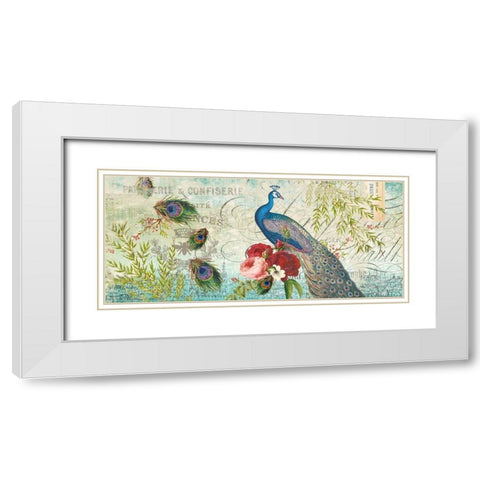 Peacock TOTE White Modern Wood Framed Art Print with Double Matting by Allen, Candace