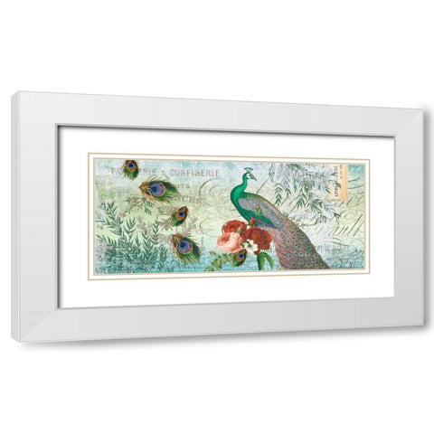 Peacock ART Green White Modern Wood Framed Art Print with Double Matting by Allen, Candace