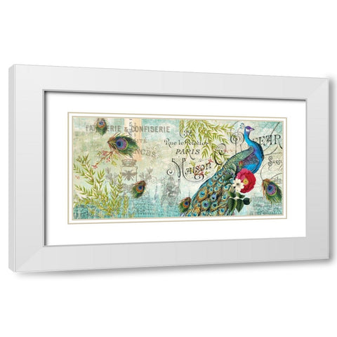 Peacock  White Modern Wood Framed Art Print with Double Matting by Allen, Candace
