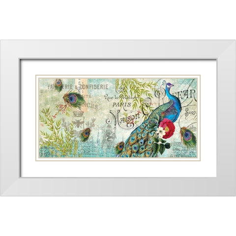 Peacock  White Modern Wood Framed Art Print with Double Matting by Allen, Candace