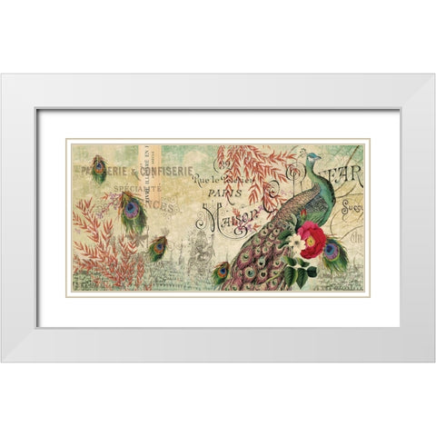 Peacock X SMALL White Modern Wood Framed Art Print with Double Matting by Allen, Candace