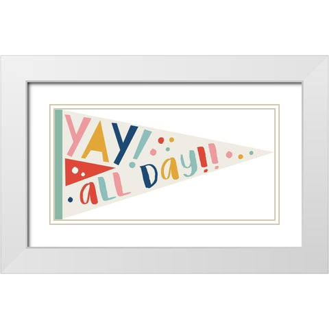 Awesome Pennant 1 White Modern Wood Framed Art Print with Double Matting by Lula Bijoux and Company