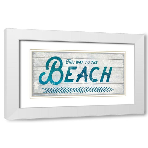 This Way To The Beach White Modern Wood Framed Art Print with Double Matting by Lula Bijoux and Company