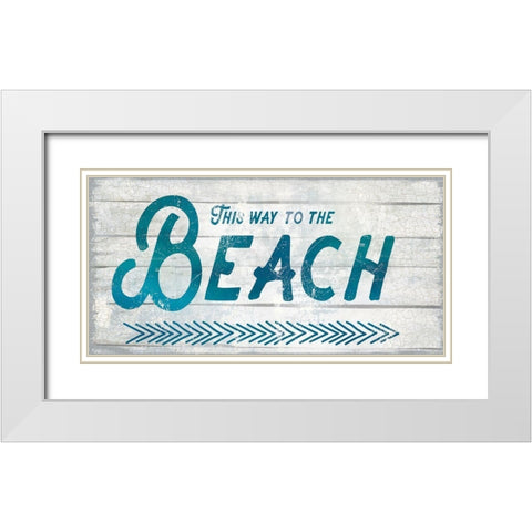 This Way To The Beach White Modern Wood Framed Art Print with Double Matting by Lula Bijoux and Company