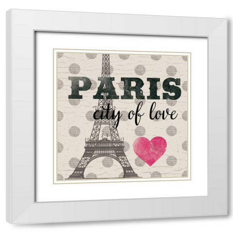 Paris In Love White Modern Wood Framed Art Print with Double Matting by Allen, Candace