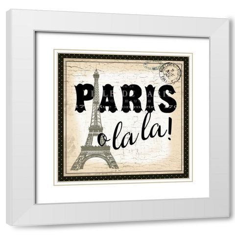 Paris Ooh La la White Modern Wood Framed Art Print with Double Matting by Allen, Candace
