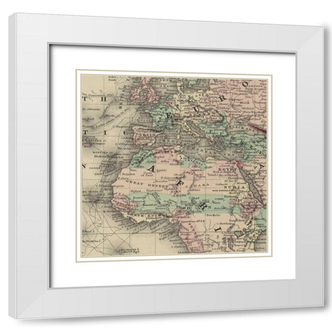 Africa Map White Modern Wood Framed Art Print with Double Matting by Allen, Candace