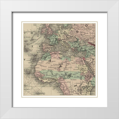Africa Map White Modern Wood Framed Art Print with Double Matting by Allen, Candace
