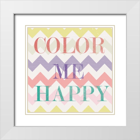 Color Me Happy 1 White Modern Wood Framed Art Print with Double Matting by Allen, Candace