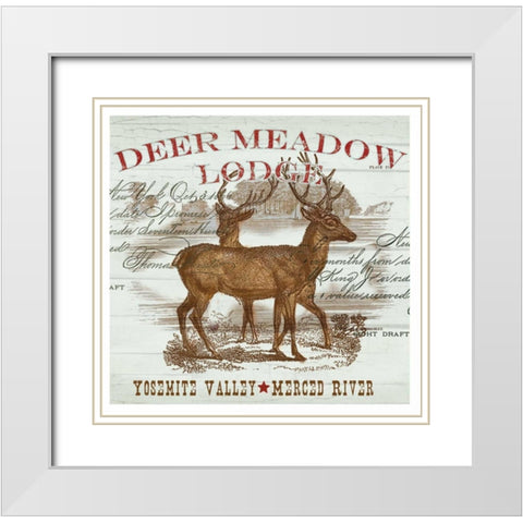 Deer Meadow White Modern Wood Framed Art Print with Double Matting by Allen, Candace