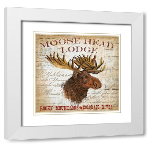 Moose Layout White Modern Wood Framed Art Print with Double Matting by Allen, Candace