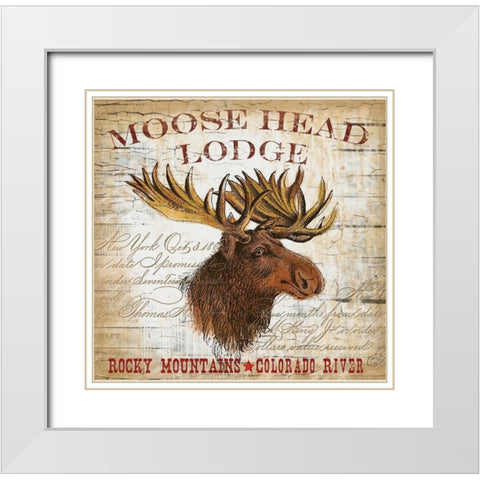 Moose Layout White Modern Wood Framed Art Print with Double Matting by Allen, Candace