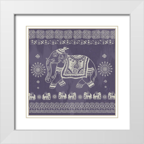 Boho Elephant Purple White Modern Wood Framed Art Print with Double Matting by Allen, Candace