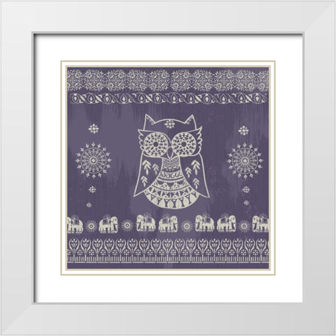 Boho Owl Purple White Modern Wood Framed Art Print with Double Matting by Allen, Candace