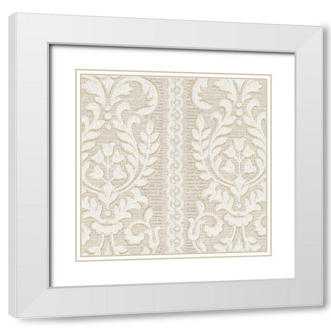 Paris Damask White Modern Wood Framed Art Print with Double Matting by Allen, Candace
