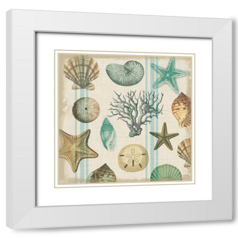 Beachcomber 1 White Modern Wood Framed Art Print with Double Matting by Lula Bijoux and Company
