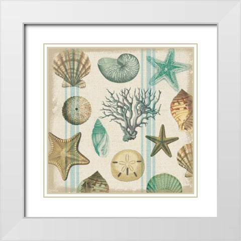 Beachcomber 1 White Modern Wood Framed Art Print with Double Matting by Lula Bijoux and Company