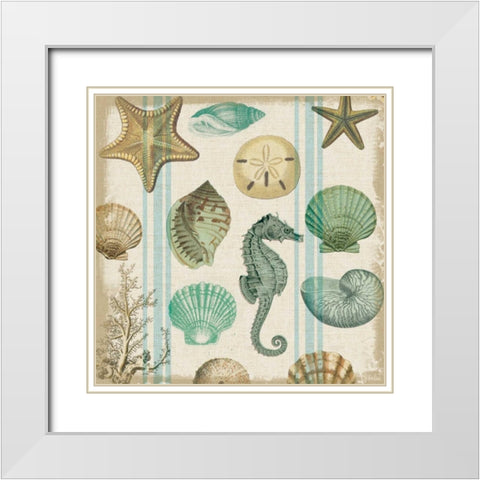 Beachcomber 2 White Modern Wood Framed Art Print with Double Matting by Lula Bijoux and Company