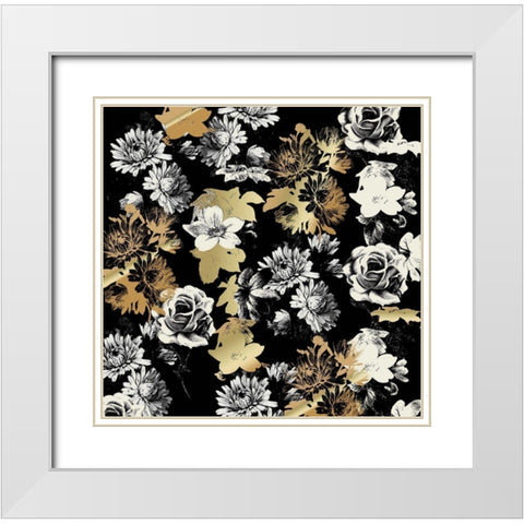 MidnightFlora 1 White Modern Wood Framed Art Print with Double Matting by Allen, Candace
