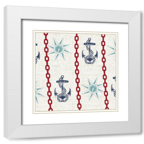 Nautical Pattern 2 White Modern Wood Framed Art Print with Double Matting by Allen, Candace