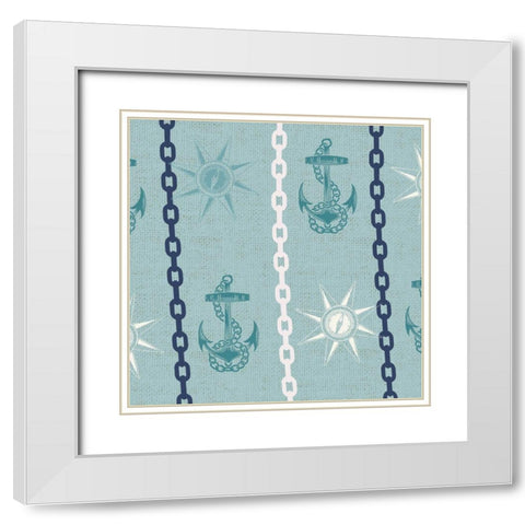 Nautical Pattern 3 White Modern Wood Framed Art Print with Double Matting by Allen, Candace