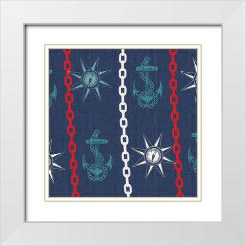 Nautical Pattern 4 White Modern Wood Framed Art Print with Double Matting by Allen, Candace